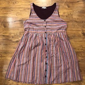 Madewell Scoopneck Tank Dress in Rainbow Stripe